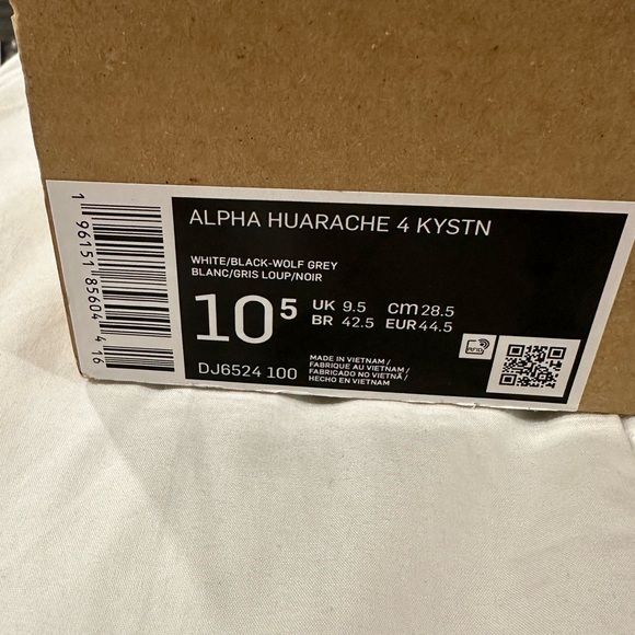 Mens Size 10.5 Nike Alpha Huarache 4 Kystn Baseball Cleats White & Gray New - Picture 5 of 5